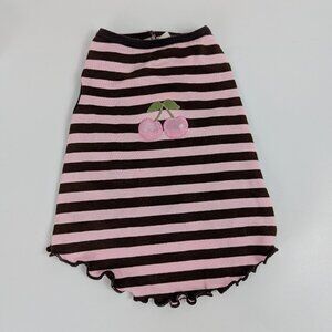 Hip Doggie Pink & Brown Striped Cherry Dog Dress/Shirt
